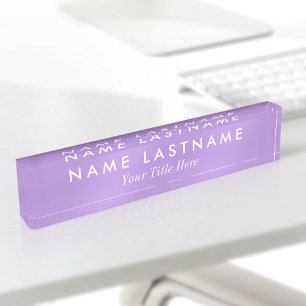 Custom Lavender Light Purple Simple Modern Title Nameplate
