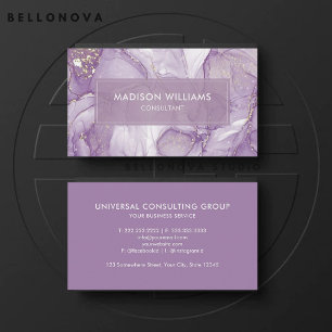 Custom Lavender Purple White Glitter Professional Business Card