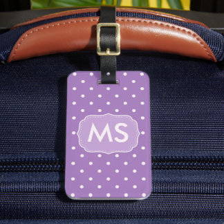 Custom Lavender Purple White Polka Dots Design Luggage Tag