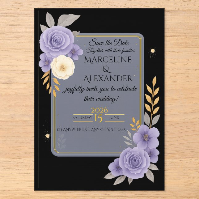 Custom Lavender & Slate Gray Elegant Invitation (Front)