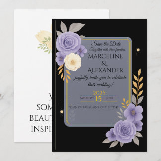 Custom Lavender & Slate Grey Elegant Invitation