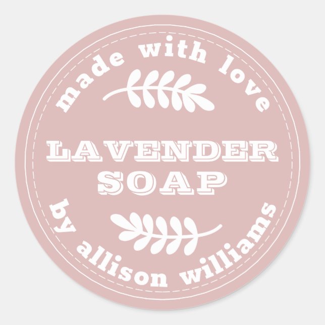 Custom Lavender Soap Silver Pink Classic Round Sticker (Front)