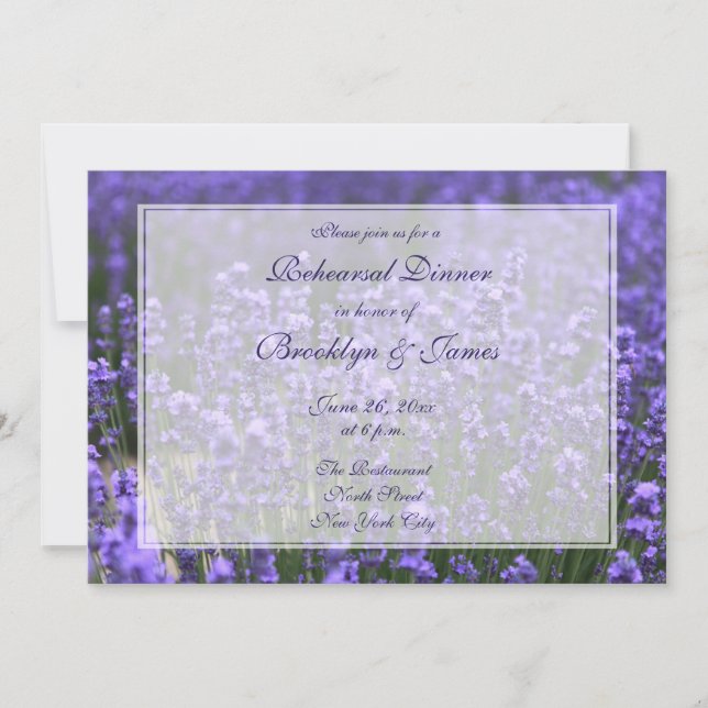 Custom Lavender Wedding Rehearsal Invitations (Front)