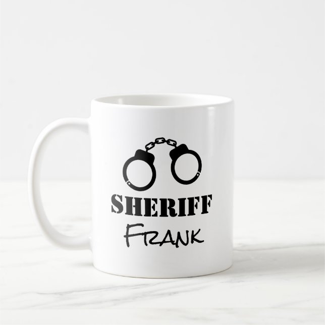Custom law enforcement handcuffs police sheriff  c coffee mug (Left)