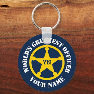 Custom law enforcement police officer photo keycha key ring