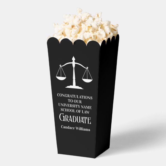 Custom Law School Black Graduation Party Popcorn Favour Box (Popped)