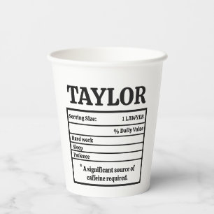 Custom Law School Graduation Lawyer Retirement Paper Cups