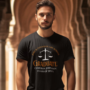 Custom Law School Graduation Orange Black T-Shirt