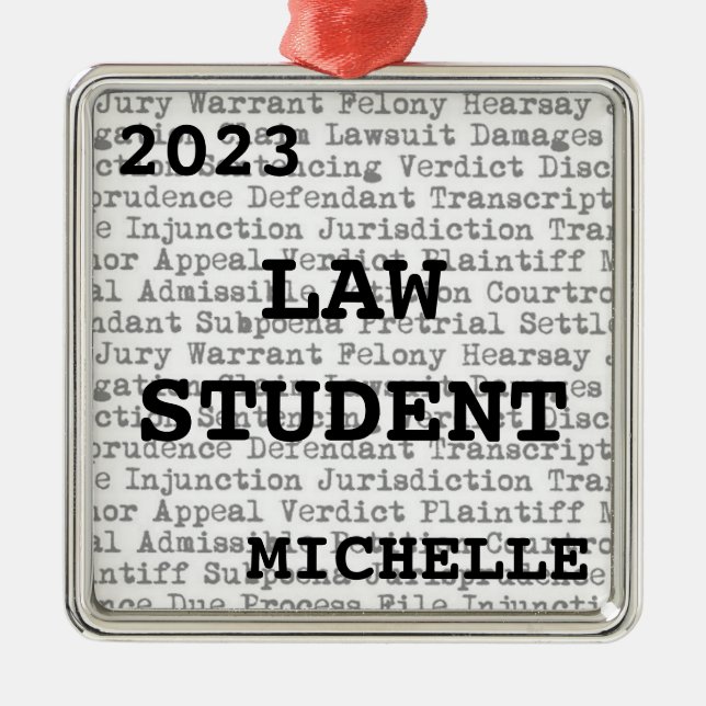 Custom Law Student Legal Terminology Christmas Metal Ornament (Front)