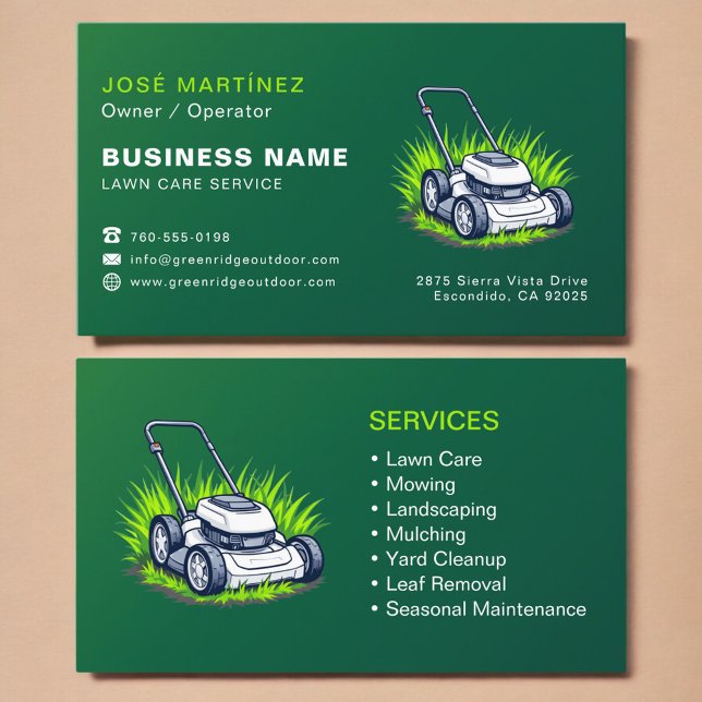 Custom Lawn Service Company Business Card (Creator Uploaded)