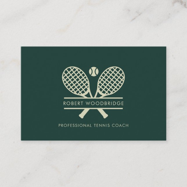 Custom Lawn Tennis Sports Club Coach Business Card (Front)