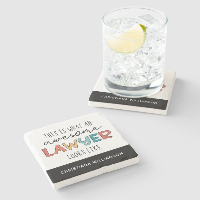 Custom Lawyer | Attorney at Law | Awesome Lawyer Stone Coaster (Side)