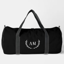 Custom Leaf Monogram, black all over duffle bag