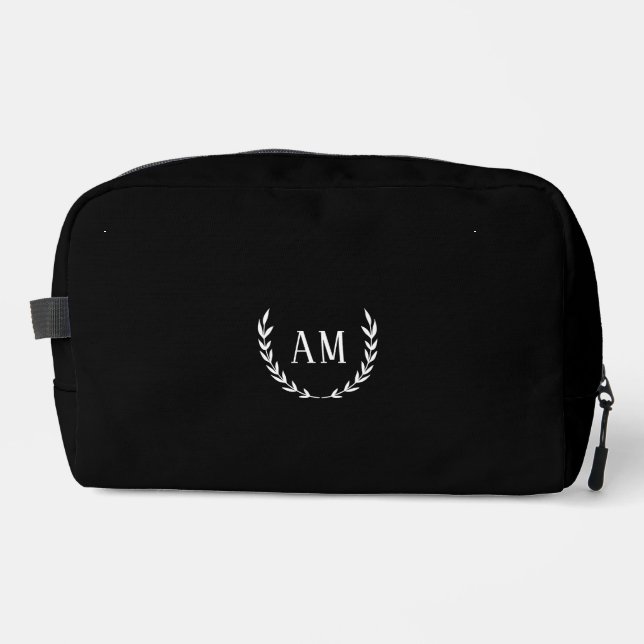 Custom Leaf Monogram, black  Dopp Kit (Front)