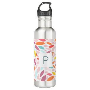 Custom Leaf Mosaic Pastel Monogram 710 Ml Water Bottle
