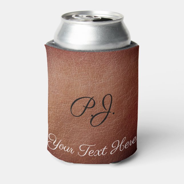 Custom Leather Look Stubby Holder Personalised  (Can Back)