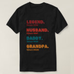 Custom Legend Husband Daddy Grandpa Personalised  T-Shirt<br><div class="desc">Add your personalisation
Example:
1. Legend - 1950
2. Husband - 1977
3. Daddy - 1980
4. Grandpa - 2019</div>