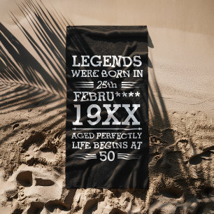 Custom Legends Were Born in Date Month Year Age Beach Towel