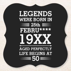 Custom Legends Were Born in Date Month Year Age Paper Coaster