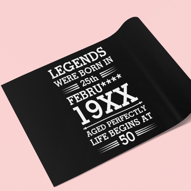 Custom Legends Were Born in Date Month Year Age Wrapping Paper (Creator Uploaded)