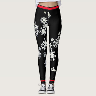 CUSTOM LEGGINGS SNOWFLAKE WITH RED