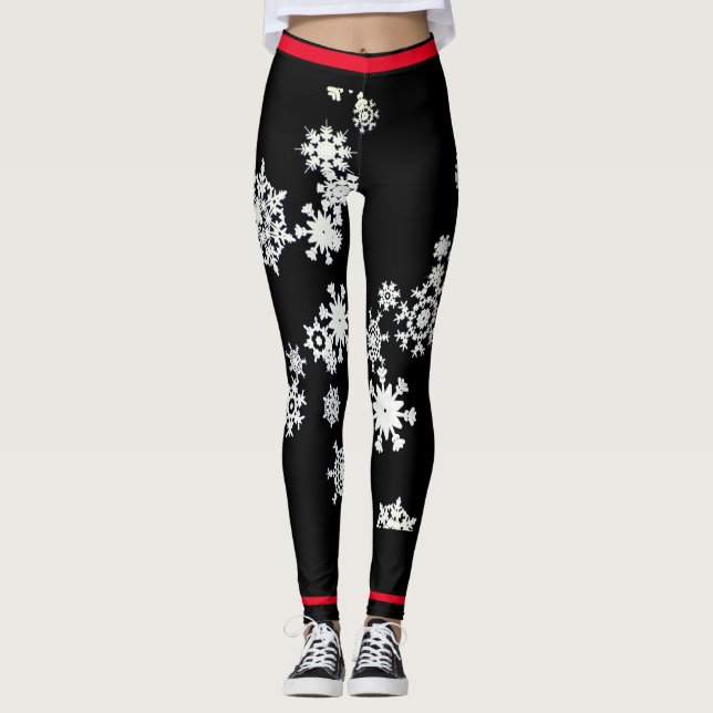 CUSTOM LEGGINGS SNOWFLAKE WITH RED (Front)
