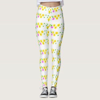 Custom Leggings with flower yellow and pink