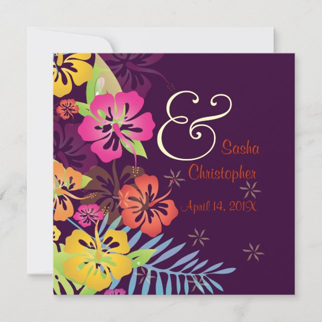 Custom/Leis/Luau/hibiscusWedding Invitations (Front)