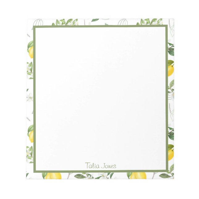 Custom Lemon and Flower Notepads (Front)