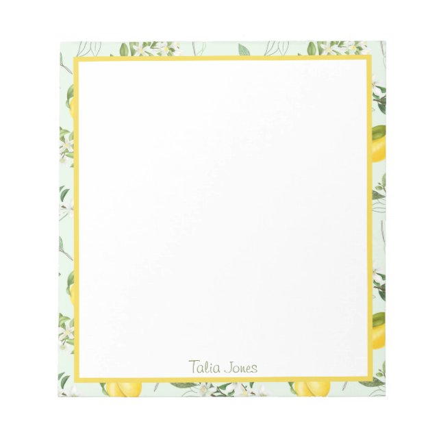 Custom Lemon and Flower Notepads (Front)