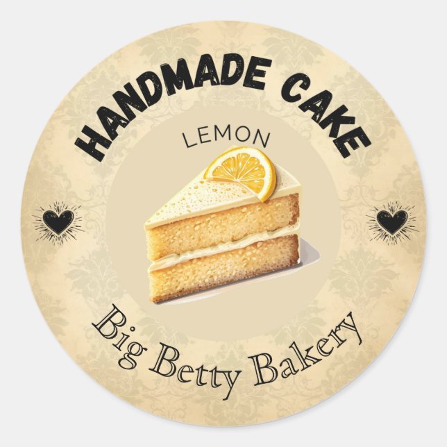 Custom Lemon Cake Labels | Personalised Bakery Pac (Front)