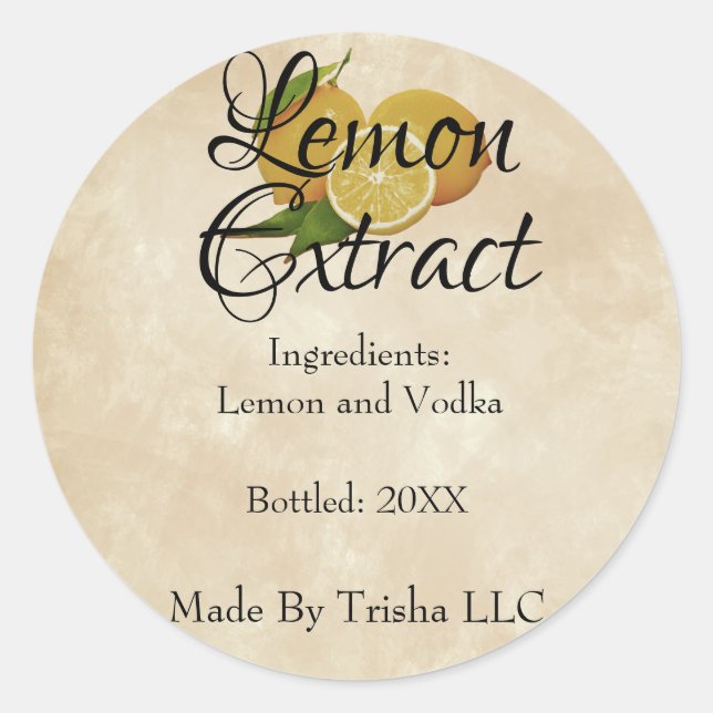 Custom Lemon Extract Oil Label (Front)