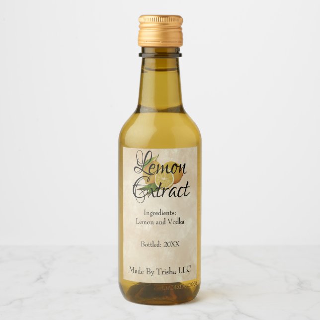Custom Lemon Extract Oil Label Small Business  (Front)