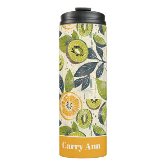 Custom Lemon Pattern Water Bottle with Name