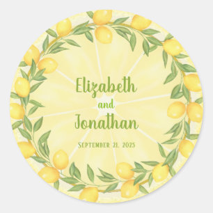 Custom Lemon Slice and Wreath Wedding  Stickers
