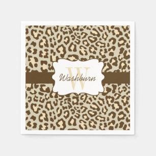 Custom Leopard Brown Tan Peach Cocktail Napkin