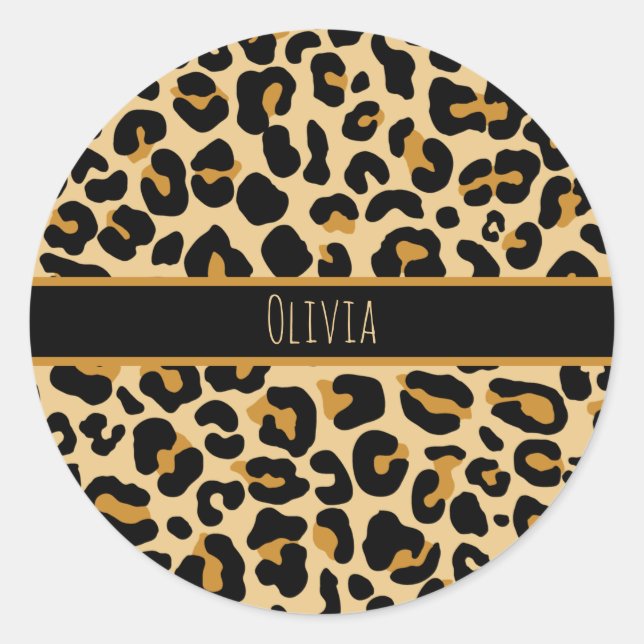 Custom Leopard Classic Modern Print Classic Round  Classic Round Sticker (Front)
