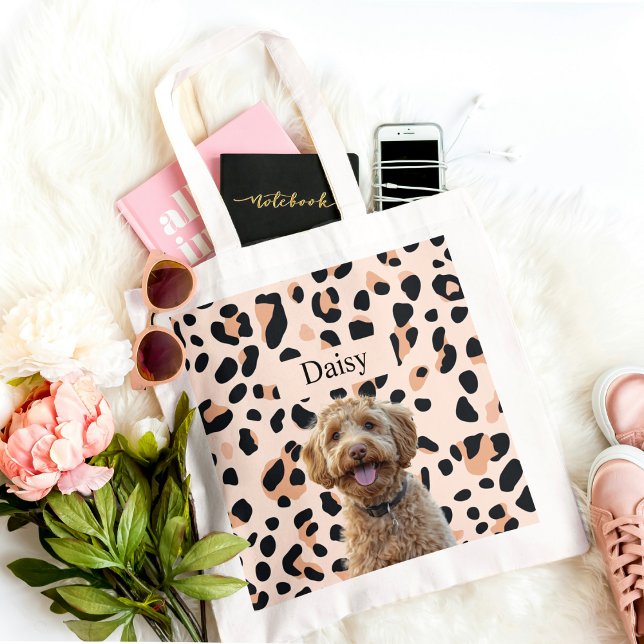  Custom Leopard Print Dog Photo  Tote Bag (Creator Uploaded)