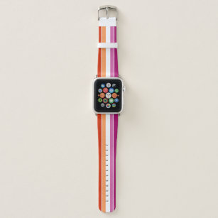 Custom Lesbian Flag Colours Stripes With Name Apple Watch Band