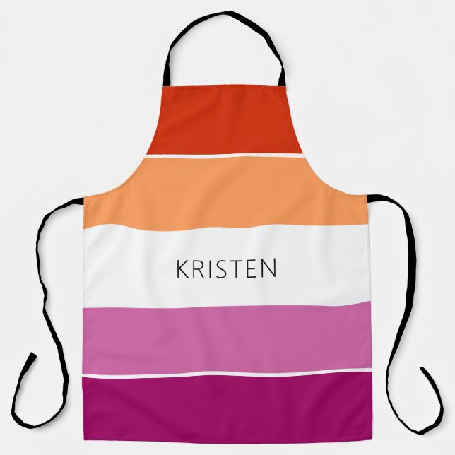Custom Lesbian Flag Colours Stripes With Name Apron (Front)
