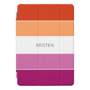 Custom Lesbian Flag Colours Stripes With Name iPad Pro Cover