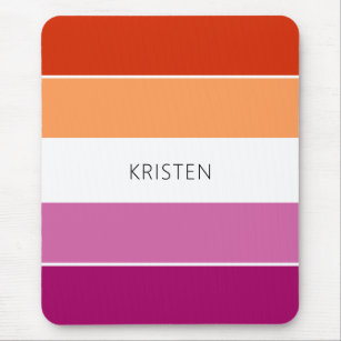 Custom Lesbian Flag Colours Stripes With Name Mouse Pad