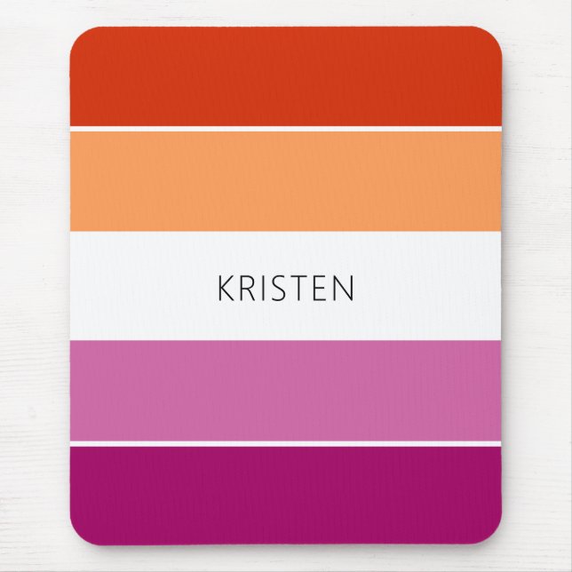 Custom Lesbian Flag Colours Stripes With Name Mouse Pad (Front)
