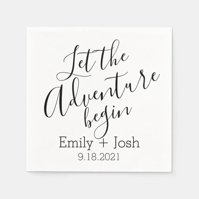 Custom Let the adventure begin personalised napkin (Front)
