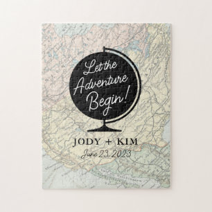Custom Let the Adventure Begin Wedding Keepsake Jigsaw Puzzle