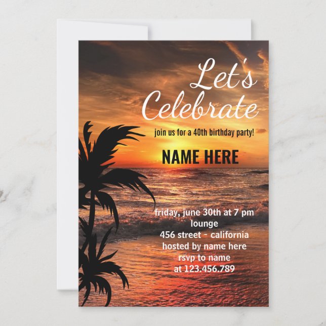 CUSTOM LET'S CELEBRATE BIRTHDAY PARTY INVITATION (Front)