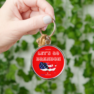 Custom LET'S GO BRANDON Trump 2024 American Flag Key Ring
