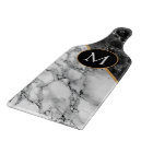 Custom Letter Black White Marble Cutting Board