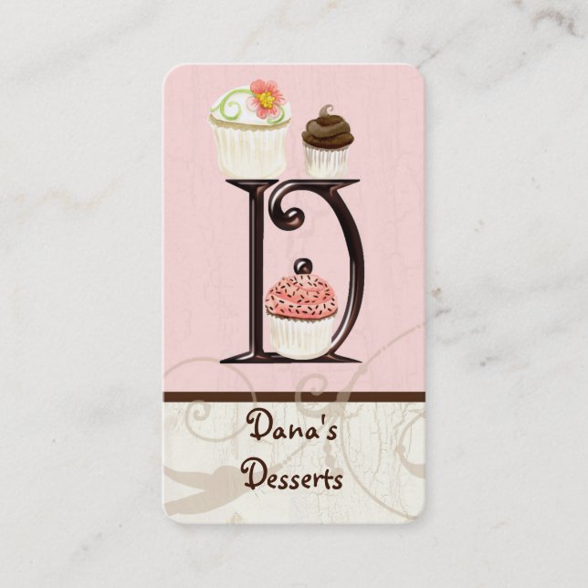 Custom Letter D Monogram Dessert Bakery Business Business Card (Front)