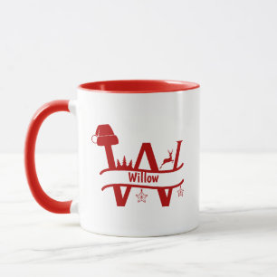 Custom Letter F Name Christmas Monogram Mug